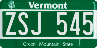 VT license plate ZSJ545