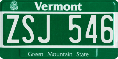 VT license plate ZSJ546