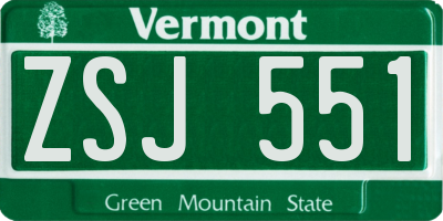 VT license plate ZSJ551