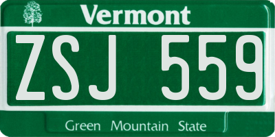 VT license plate ZSJ559