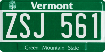 VT license plate ZSJ561