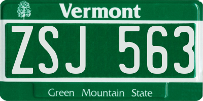VT license plate ZSJ563