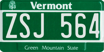 VT license plate ZSJ564