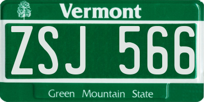 VT license plate ZSJ566