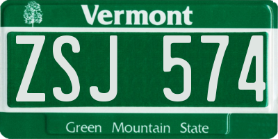 VT license plate ZSJ574