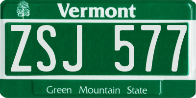 VT license plate ZSJ577