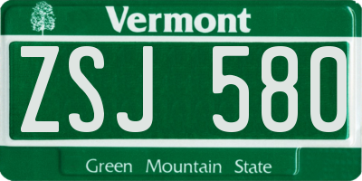 VT license plate ZSJ580