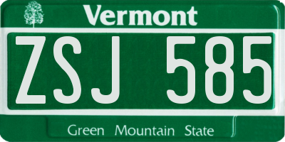 VT license plate ZSJ585