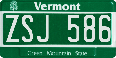 VT license plate ZSJ586