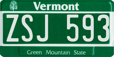 VT license plate ZSJ593