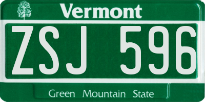 VT license plate ZSJ596