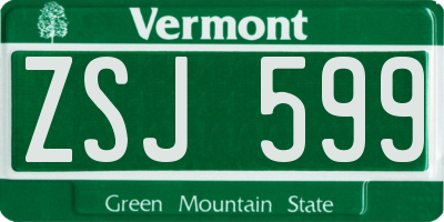 VT license plate ZSJ599