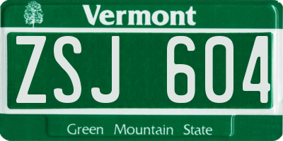 VT license plate ZSJ604