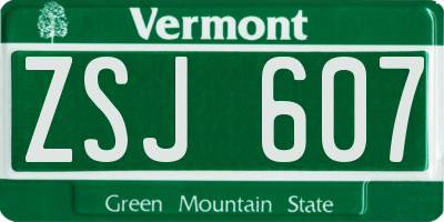 VT license plate ZSJ607