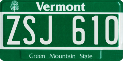 VT license plate ZSJ610