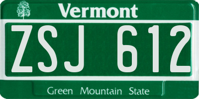 VT license plate ZSJ612