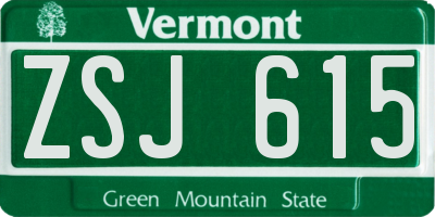 VT license plate ZSJ615