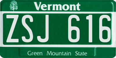 VT license plate ZSJ616