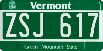 VT license plate ZSJ617
