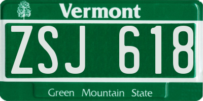 VT license plate ZSJ618