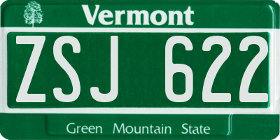 VT license plate ZSJ622