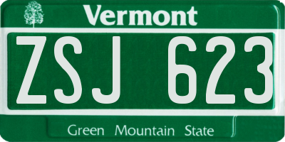 VT license plate ZSJ623
