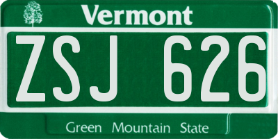VT license plate ZSJ626