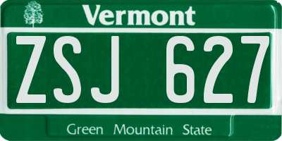 VT license plate ZSJ627