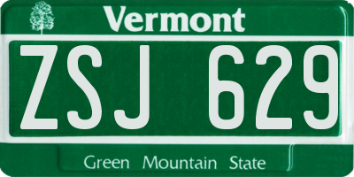 VT license plate ZSJ629