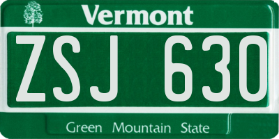 VT license plate ZSJ630