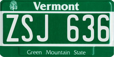 VT license plate ZSJ636
