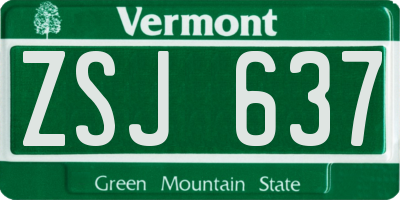 VT license plate ZSJ637