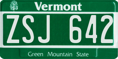 VT license plate ZSJ642