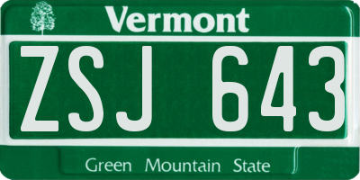 VT license plate ZSJ643