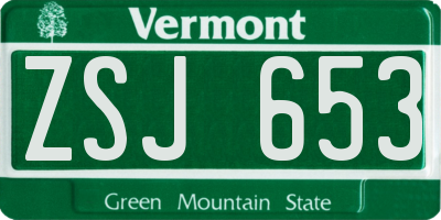 VT license plate ZSJ653