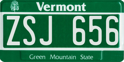 VT license plate ZSJ656
