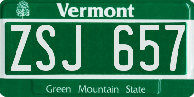 VT license plate ZSJ657