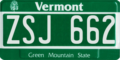 VT license plate ZSJ662