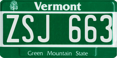 VT license plate ZSJ663
