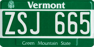 VT license plate ZSJ665