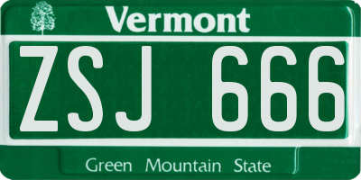 VT license plate ZSJ666