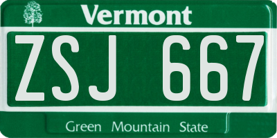 VT license plate ZSJ667