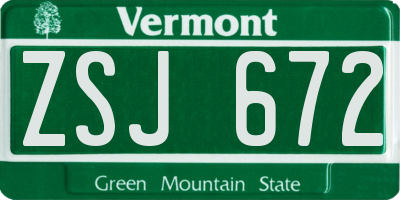 VT license plate ZSJ672