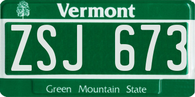 VT license plate ZSJ673