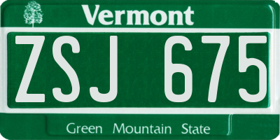 VT license plate ZSJ675