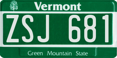 VT license plate ZSJ681