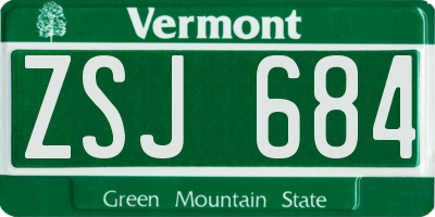 VT license plate ZSJ684