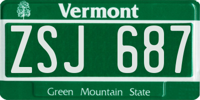 VT license plate ZSJ687