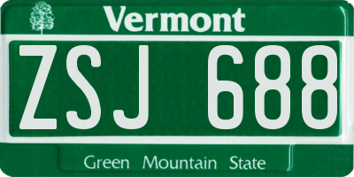 VT license plate ZSJ688