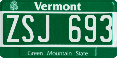 VT license plate ZSJ693